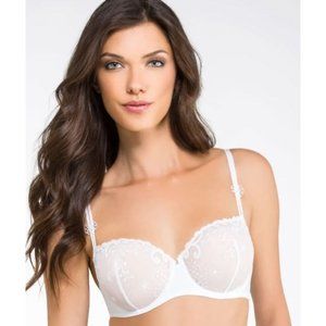Simone Perele Sz 32D White Delice Demi Bra New